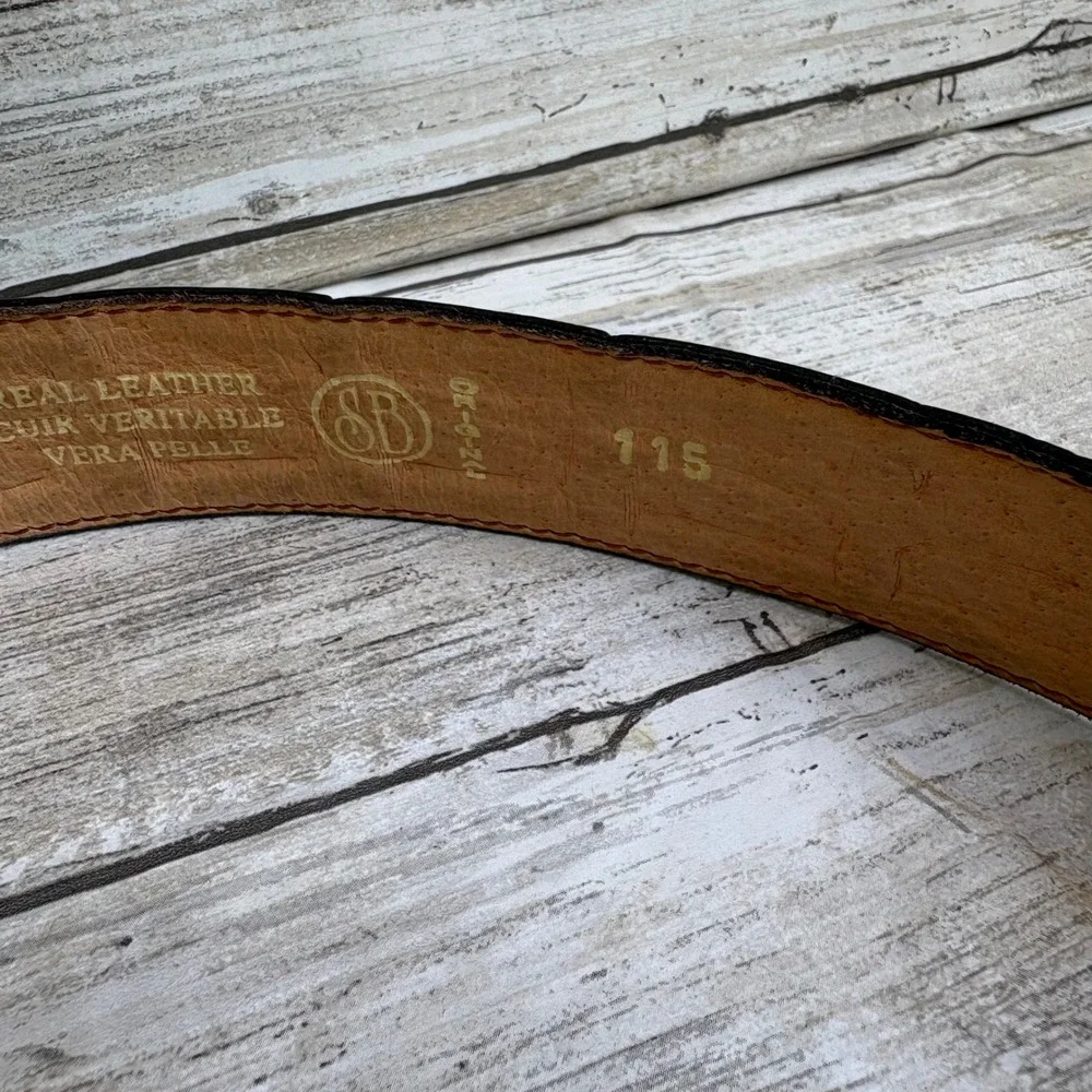 Sergio Balestri Leather Belt Black 115IT/XL US Textured Embossed Made in Italy